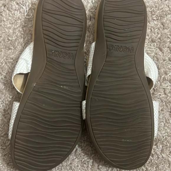 Size 11 Vionic 341 Skylar White Leather Sandal Slides Slip On Women's - Picture 4 of 7